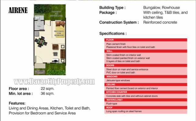 Airene Floor Plan Affordable House And Lot At Panabo Lumina Homes Davao City Property Com 8096