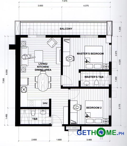 2-bedrooms-Floor-Plan-Ivory-Residences-Davao-COndo-in-JP-Laurel-Santos-Land