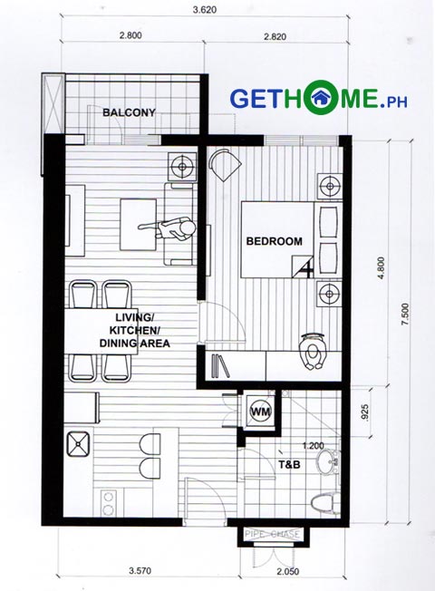 1-bedroom-loft-Floor-Plan-Ivory-Residences-Davao-COndo-in-JP-Laurel-Santos-Land